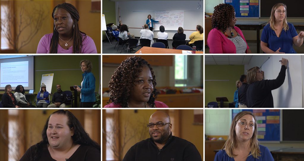 Collage of individuals discussing the Compassion Resilience Toolkit.